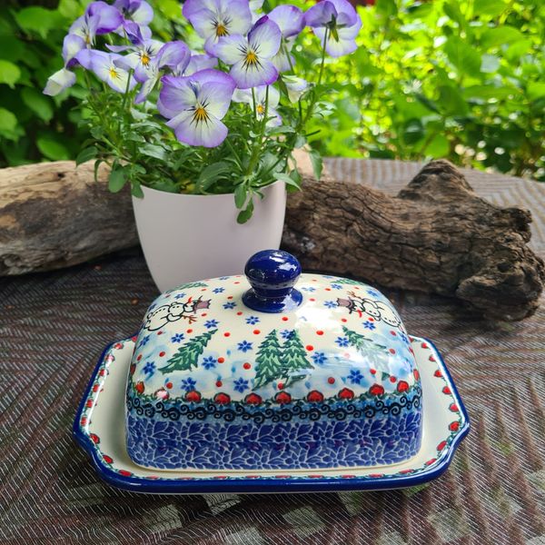 Butterdose für 250 g – Bunzlauer Keramik – Ceramika Artystyczna – Butterbehälter mit Deckel - Unikat