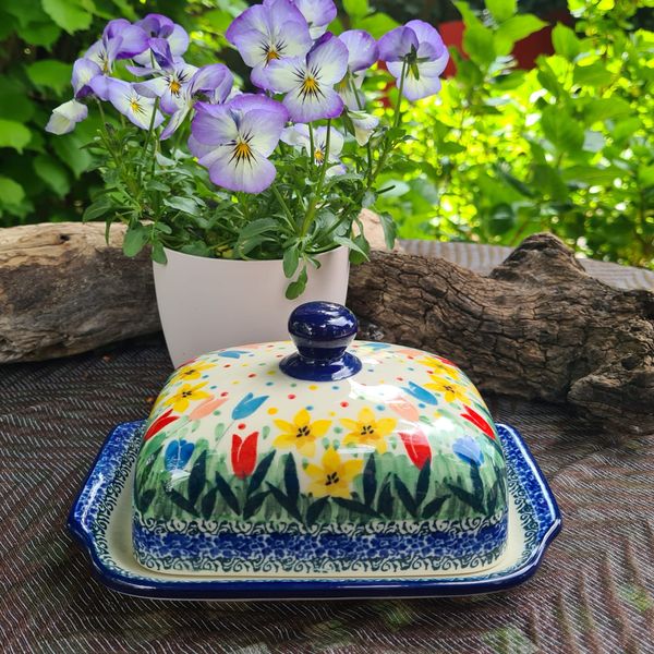 Butterdose für 250 g – Bunzlauer Keramik – Ceramika Artystyczna – Butterbehälter mit Deckel - Unikat
