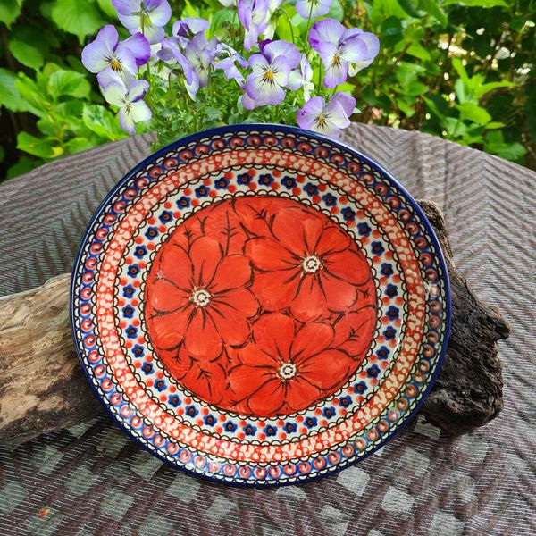 Flacher Teller 19,5 cm – Bunzlauer Keramik – Ceramika Artystyczna – Vielseitiger Teller für Frühstück, Kuchen, Müsli, Salat & mehr - Unikat