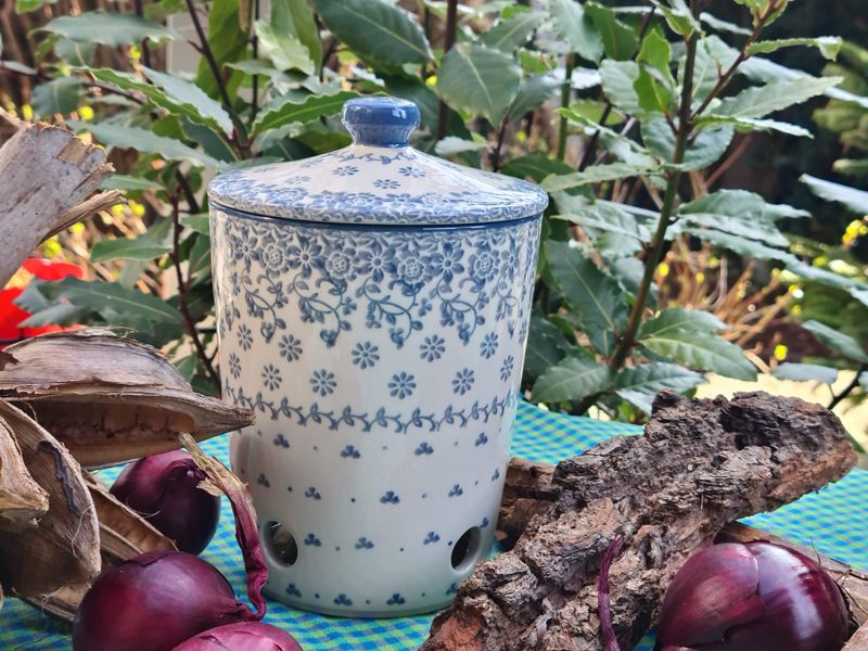 Zwiebeltopf 1 kg - 19 x 12 cm - 900 ml, für 500 g - Bunzlauer Keramik – handgefertigt von Ceramika Artystyczna - Dekor 2697*