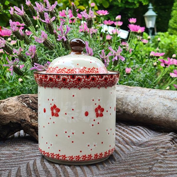 Dose, Bunzlauer Keramik, Volumen 600 ml, Höhe 15 cm - Dekor 2574V