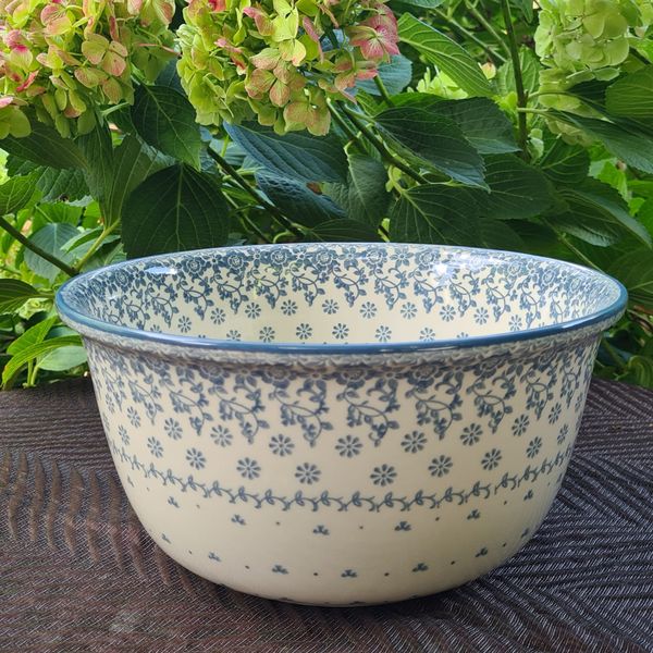 Große Schale 26 x 13 cm, 4,55 Liter - 1,75 kg – Bunzlauer Keramik – Ceramika Artystyczna – Servierschale, Salatschale, Obstschale, Brotschale, Pflanzschale und Dekoschale - Dekor 2697*