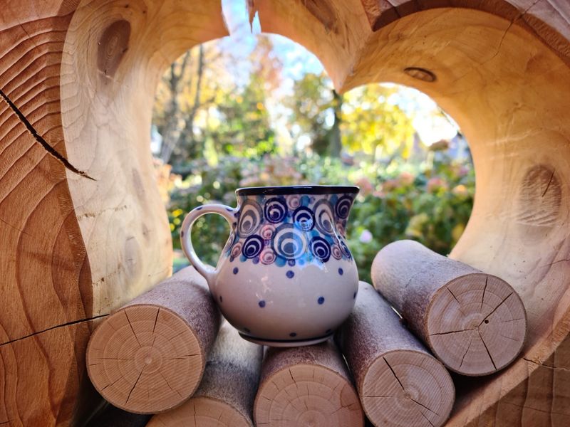Kleiner Krug / Milchkännchen / Blumenvase 165 ml, 10 cm hoch – Bunzlauer Keramik – Ceramika Artystyczna – für Milch, Barista, Öl, Essig und kleine Blumensträuße - Tradition 35