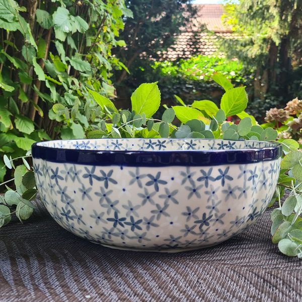 Große Schale mit leicht gewelltem Rand, 28 x 10 cm, 4,2 Liter – Bunzlauer Keramik – Ceramika Artystyczna – Salatschüssel, Obstschale, Servierschale, Teigschüssel - Sea Star