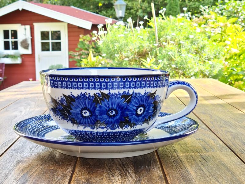 Aussteller, eventuell Glasurrisse, XXL Einzelstück! Tasse mit Untertasse, 4 l Vol., Unikat 2 - BSN 6430
