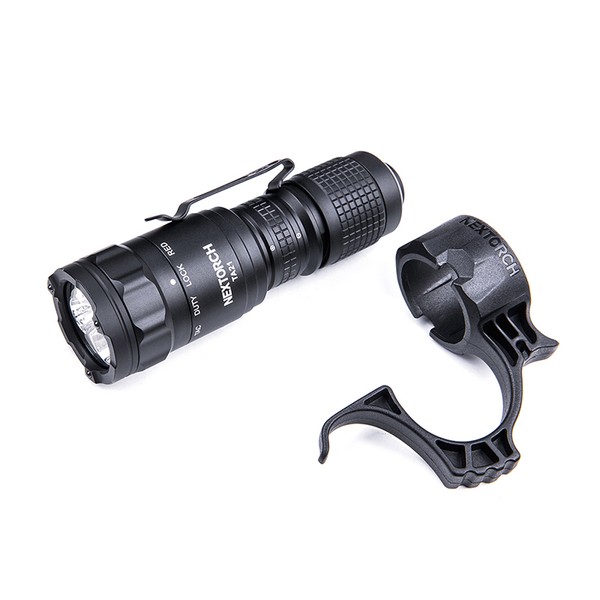 NEXTORCH TA21 Tactical LED Flashlight, 1300 lumens white, 150 lumens red, head with nano-ceramic glass breaker, strobe function, incl. FR-1 ring NEXTORCH TA21 Tactical LED Flashlight, 1300 lumens white, 150 lumens red, head with nano-ceramic glass breaker, strobe function, incl. FR-1 ring
