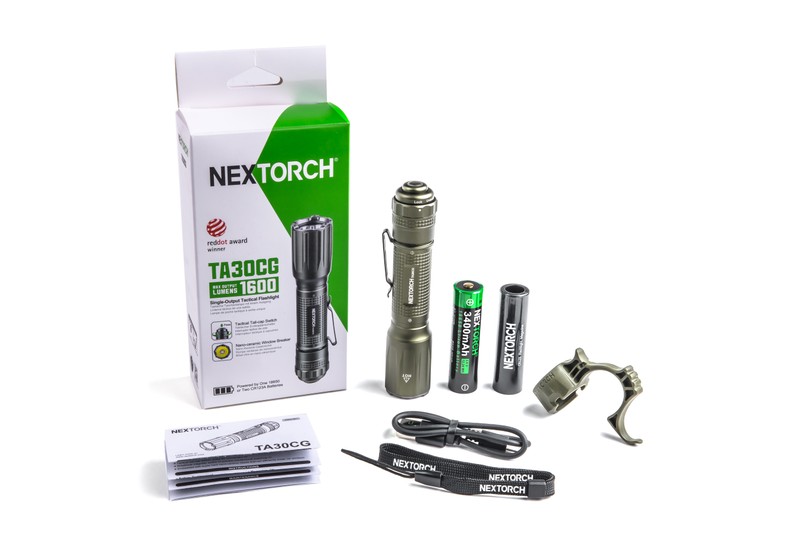 NEXTORCH TA30CG - K.I.S.S. - GRÜN - Taktische LED Taschenlampe, 1600 Lumen, Kopf mit Nano- Keramik Glasbrecher, inkl. gleichfarbiger FR-1 Führungshilfe NEXTORCH TA30CG - K.I.S.S. - GRÜN - Taktische LED Taschenlampe, 1600 Lumen, Kopf mit Nano- Keramik Glasbrecher, inkl. gleichfarbiger FR-1 Führungshilfe