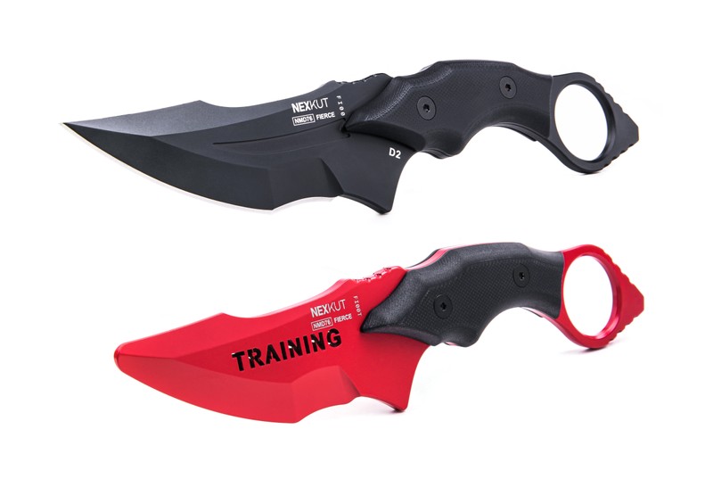 NEXKUT Taktikmesser-Set mit Kydex-Holster, D2 Stahl mit schwarzer Titan Beschichtung NEXKUT Taktikmesser-Set mit Kydex-Holster, D2 Stahl mit schwarzer Titan Beschichtung