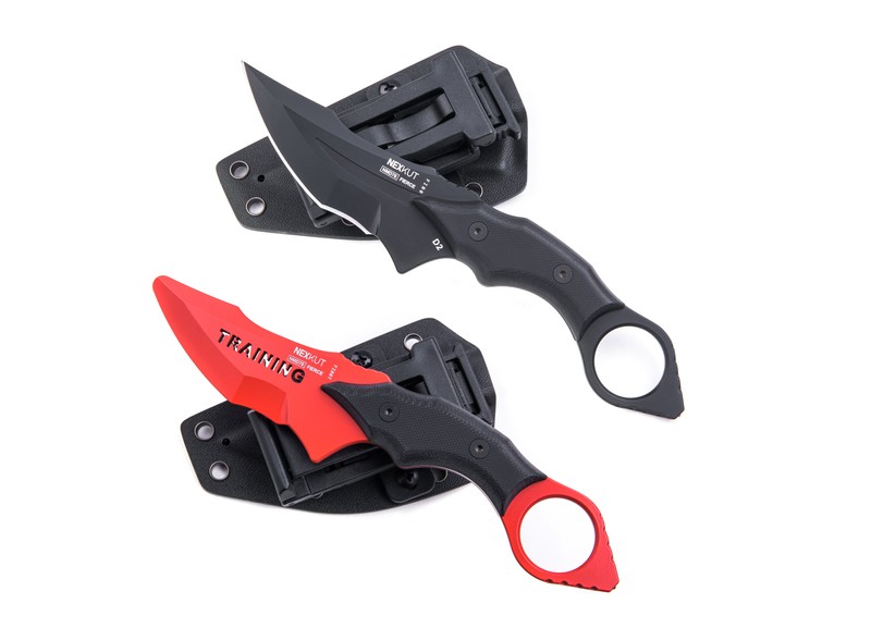 NEXKUT Taktikmesser-Set mit Kydex-Holster, D2 Stahl mit schwarzer Titan Beschichtung NEXKUT Taktikmesser-Set mit Kydex-Holster, D2 Stahl mit schwarzer Titan Beschichtung