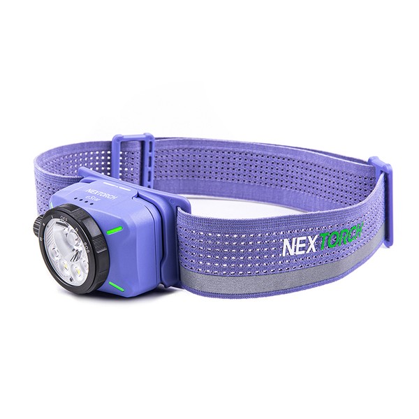 NEXTORCH eStar - Ultraleichte, wiederaufladbare LED-Stirnlampe mit 1300 Lumen, mehreren Lichtquellen und 2 Akkus. Farbe: Violett NEXTORCH eStar - Ultraleichte, wiederaufladbare LED-Stirnlampe mit 1300 Lumen, mehreren Lichtquellen und 2 Akkus. Farbe: Violett