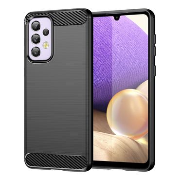 TPU Hülle für Samsung Galaxy A33 5G Carbon Fiber Skin Brushed Backcover Case, Farbe: Schwarz