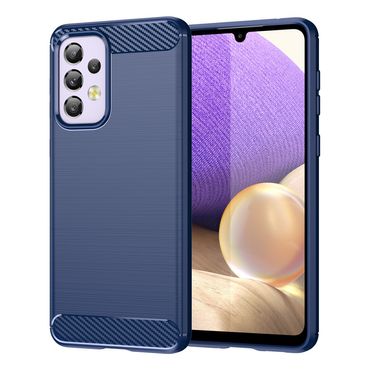 TPU Hülle für Samsung Galaxy A33 5G Carbon Fiber Skin Brushed Backcover Case, Farbe: Blau