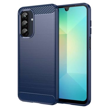 TPU Hülle für Samsung Galaxy A26 Carbon Fiber Skin Brushed Schutzcover Soft Case, Farbe: Blau