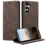 CASEME 013 Series Hülle von vorne und hinten und seitlich aufgeklappt nach vorne per Stand-Funktion in Coffee für Galaxy S25 FE