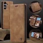 CASEME 013 Series Hülle schräg von vorne und von hinten mit 3 vorteilhaften Perspektiven an der rechten Seite untereinander in Braun für Galaxy S25 FE