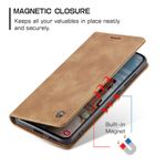 CASEME 013 Series Hülle halb geöffnet und mit bildhaftem Magneten in Braun für Galaxy S25 FE