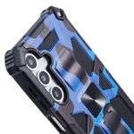 Obere Hälfte von Hybrid Outdoor Hülle schräg in Camouflage Blau für Galaxy S25