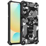 Hybrid Outdoor Hülle von hinten und dahinter versetzt von vorne in Camouflage Schwarz für Galaxy S25 FE