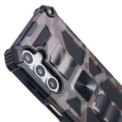 H506SA238A-Outdoor-Huelle-fuer-Samsung-Galaxy-S25-FE-Camouflage-Shockproof-Schutz-Armor-Cover_8.jpg Obere Hälfte von Hybrid Outdoor Hülle schräg in Camouflage Grün für Galaxy S25