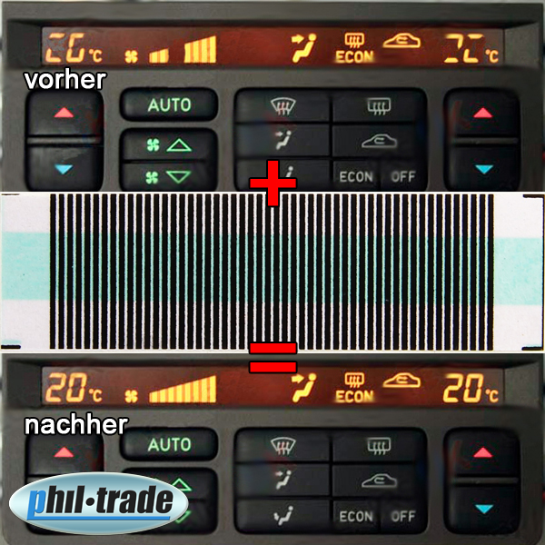 Pixel Reparatur für Saab Klimatronic Temperatur Display Kontaktfolie Flexband
