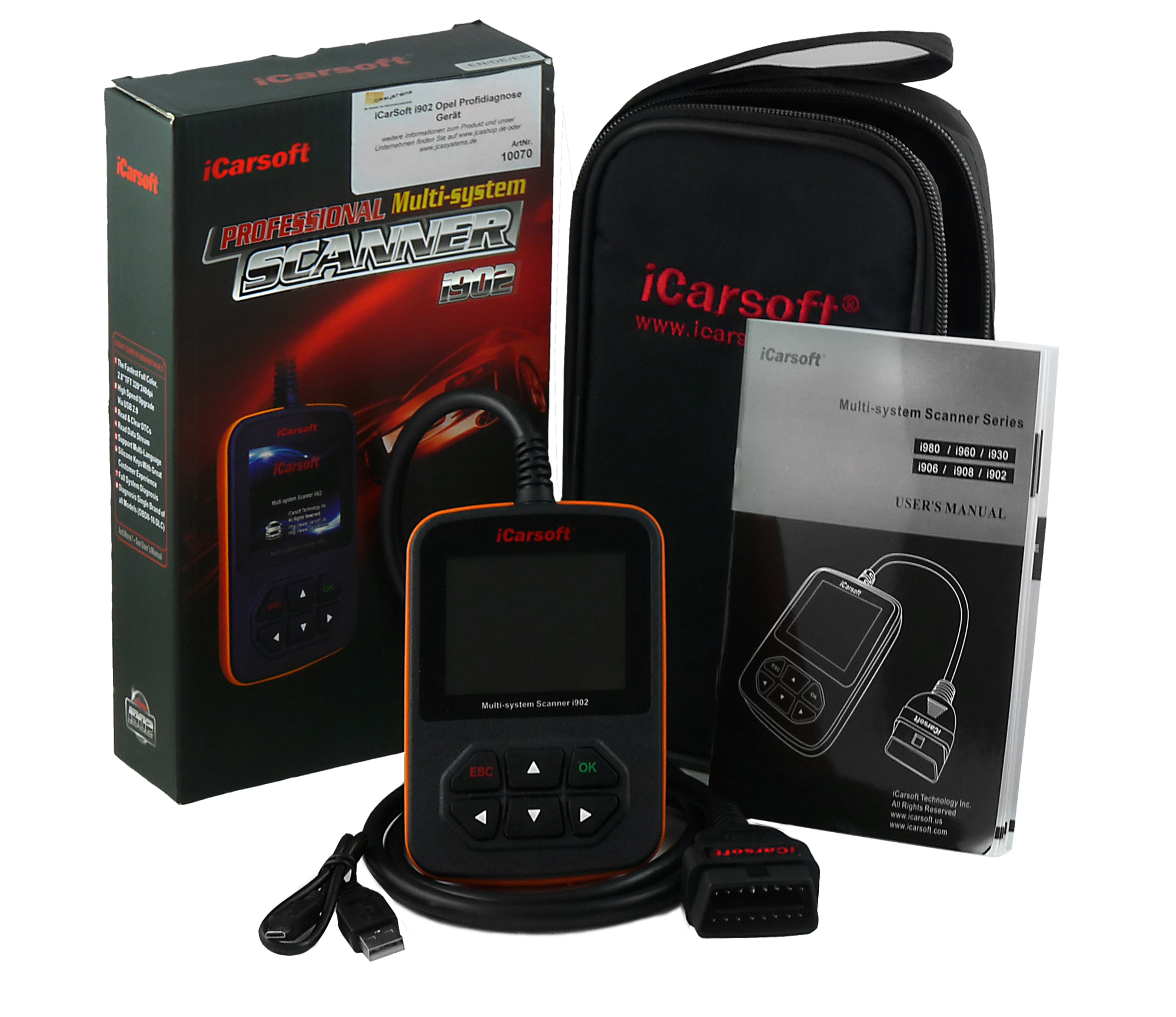 Original iCarsoft i902 OBD Tiefen-Diagnose Motor Getriebe ABS Airbag et für Opel