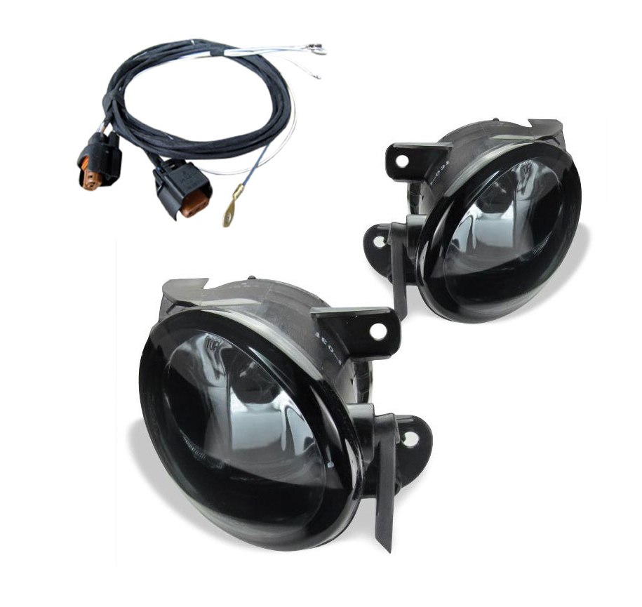 Nebelscheinwerfer NSW Klarglas SCHWARZ Kabelbaum HB4 L + R für VW Passat 3C B6