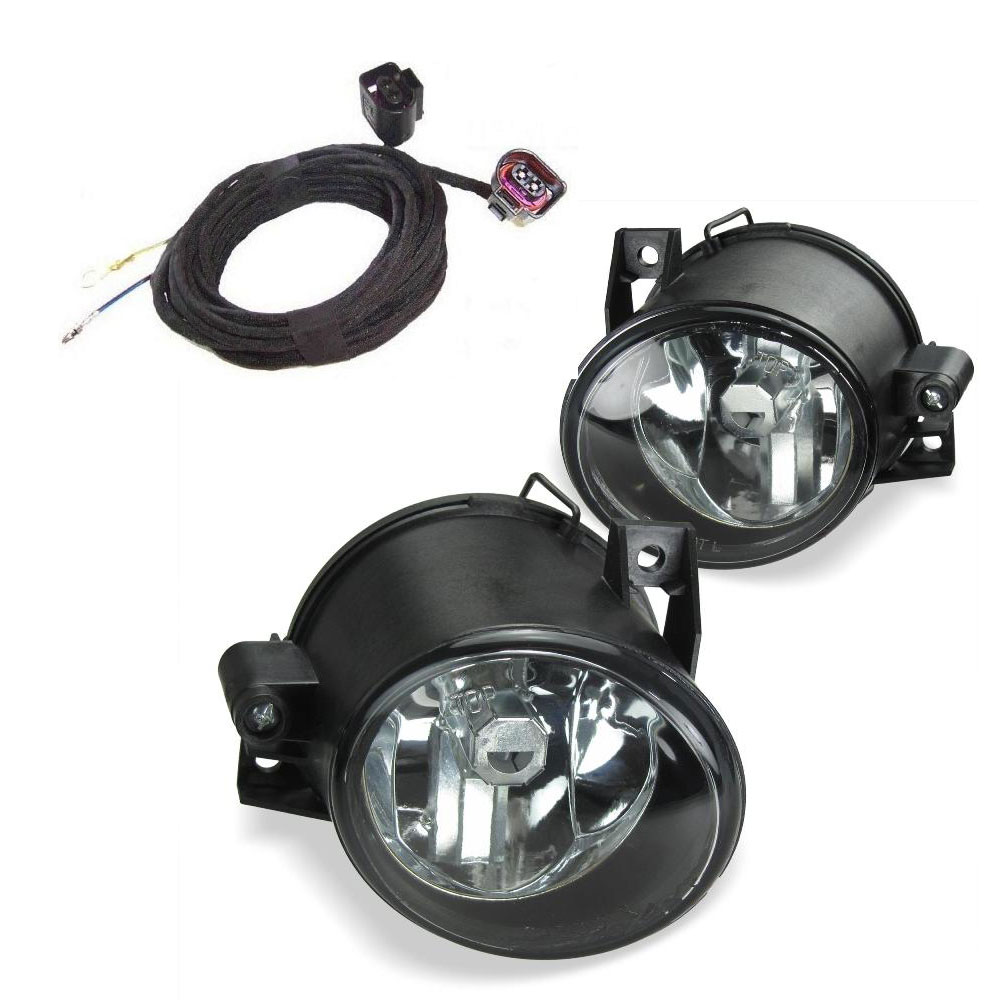Nebelscheinwerfer Klarglas Klar H3 Birnen + Kabelbaum für VW Polo 9N 2001-2005