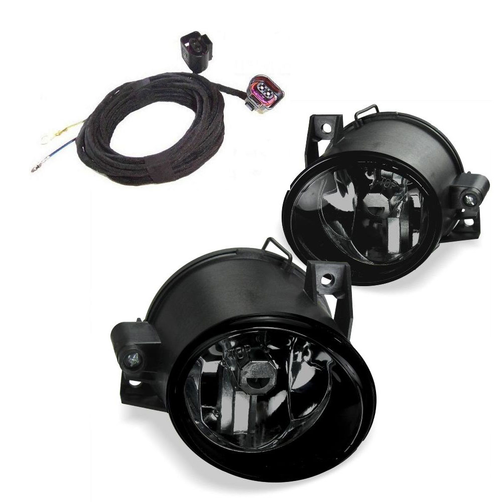 2x Nebelscheinwerfer Klarglas Schwarz H3 Kabelbaum für Seat Leon 1P Toledo 5P