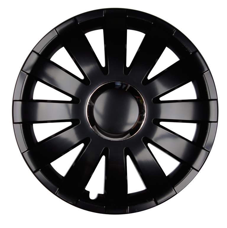 4x PREMIUM Radkappen Modell: Onyx in Schwarz-Chrom Ring