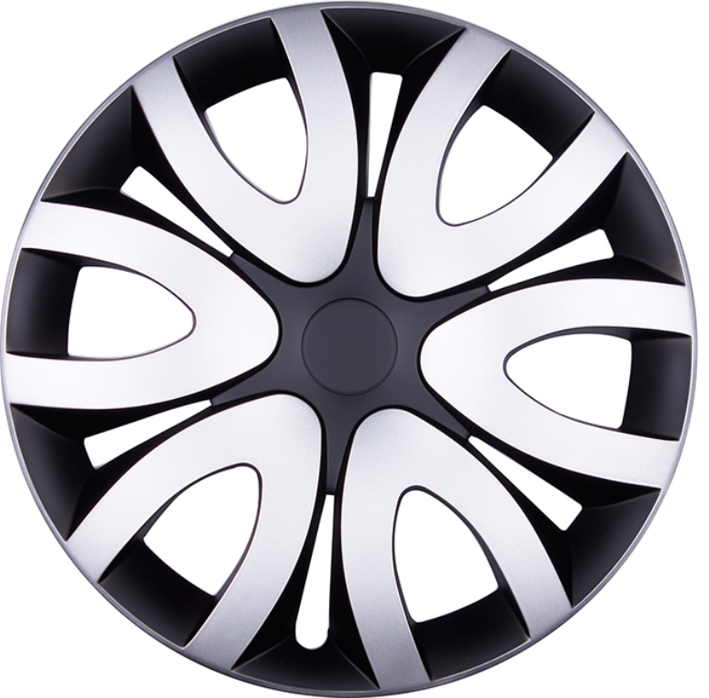 4x PREMIUM Radkappen Modell: Mika in Silber-Schwarz