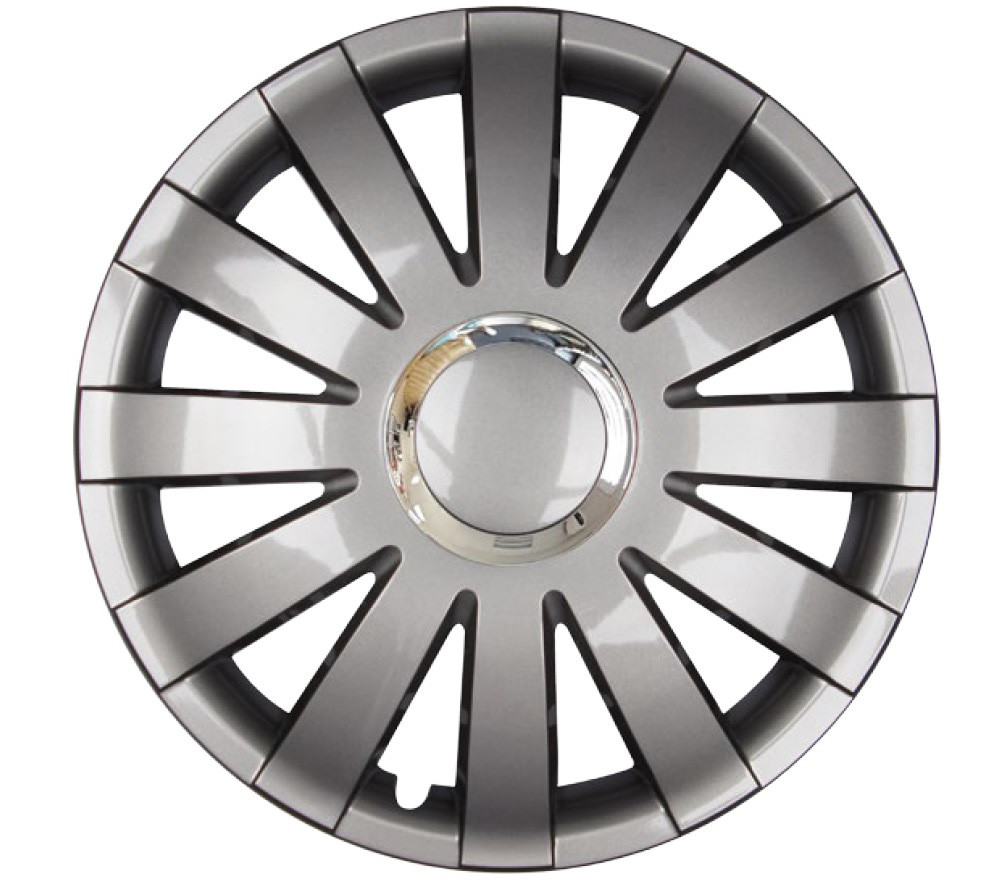 4x PREMIUM  Radkappen Radzierblenden "Onyx" 15 ZOLL Grau Silber Chrom Ring