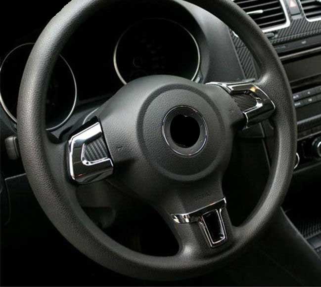 ALU Lenkrad Abdeckung Blenden Clip Chrom Carbon für VW Golf 6 IV Jetta Polo V 6R