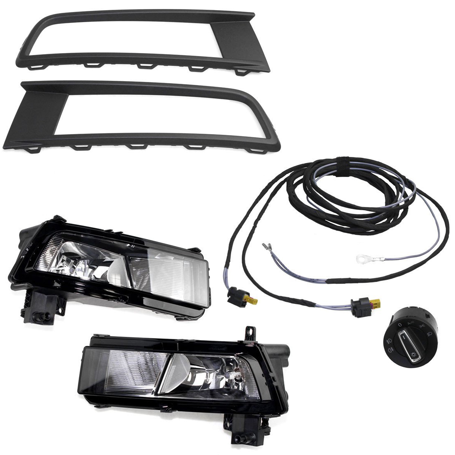 Original Kufatec Nebelscheinwerfer Gitter Kabelbaum Schalter für VW Touran II 5T