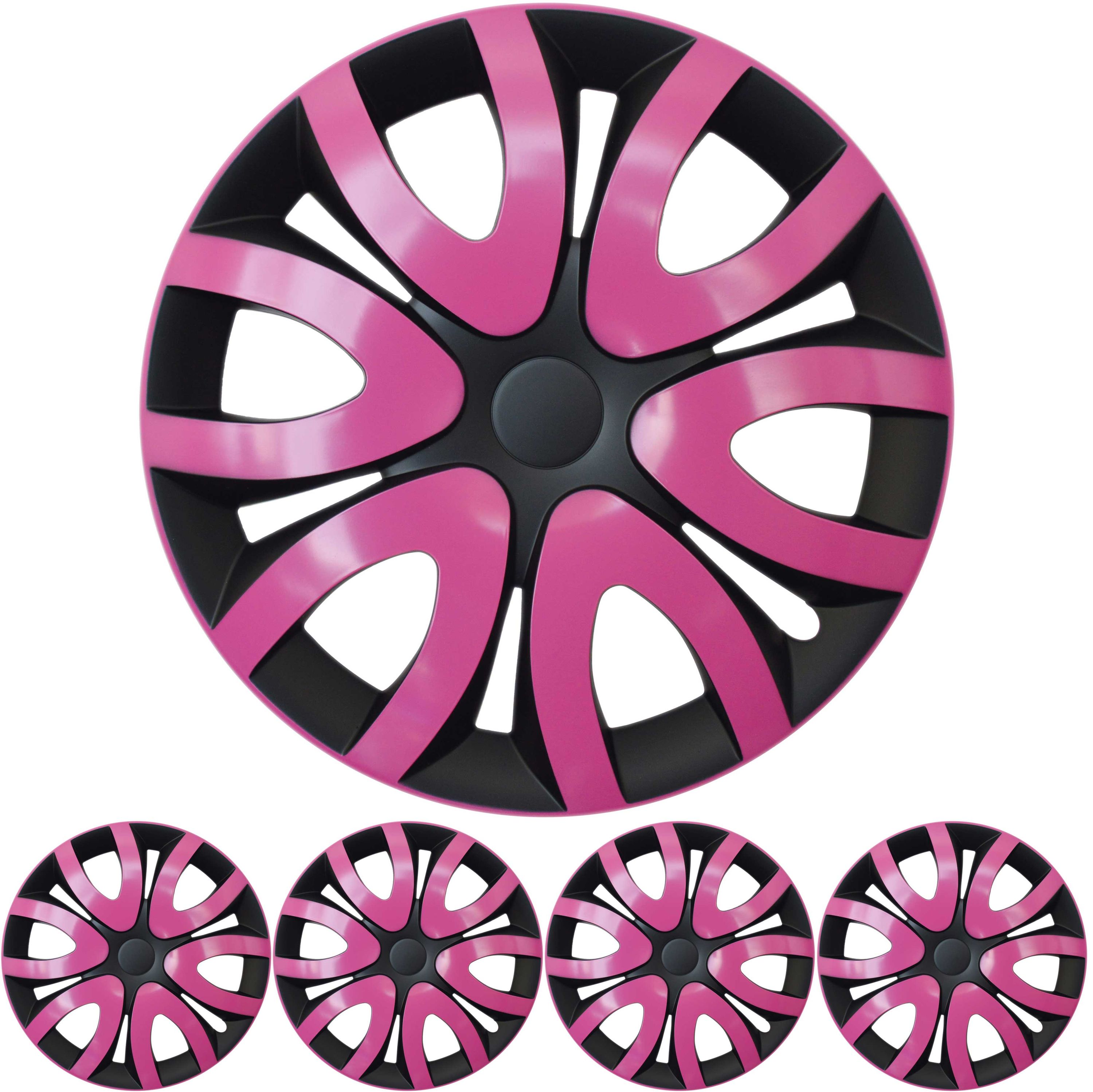 14 ZOLL 4x PREMIUM  Radkappen Radzierblenden Set Mika in Pink / Schwarz