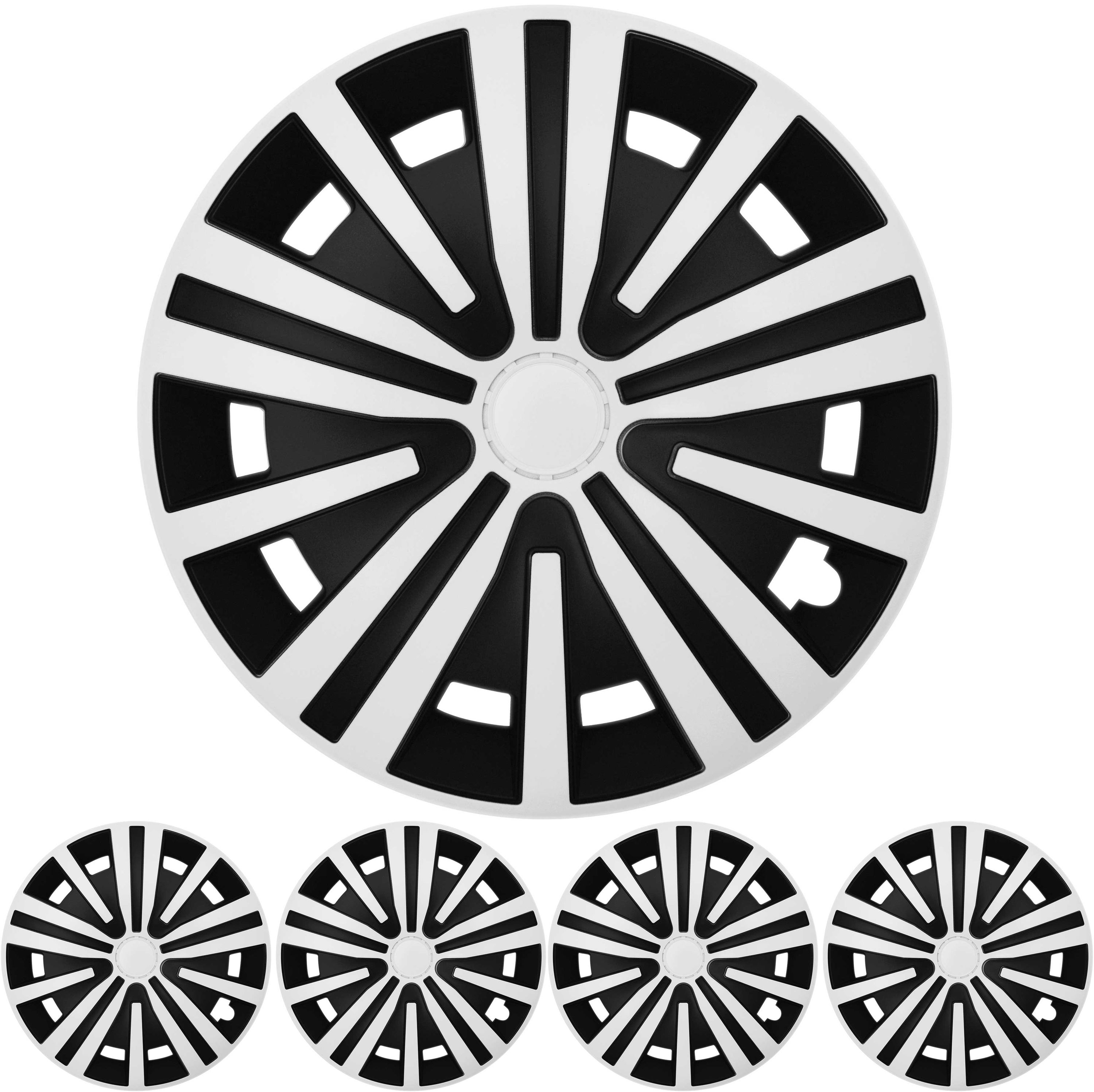 4x PREMIUM  Radkappen Radzierblenden Set "Spinel" 15 ZOLL in Weiß Schwarz