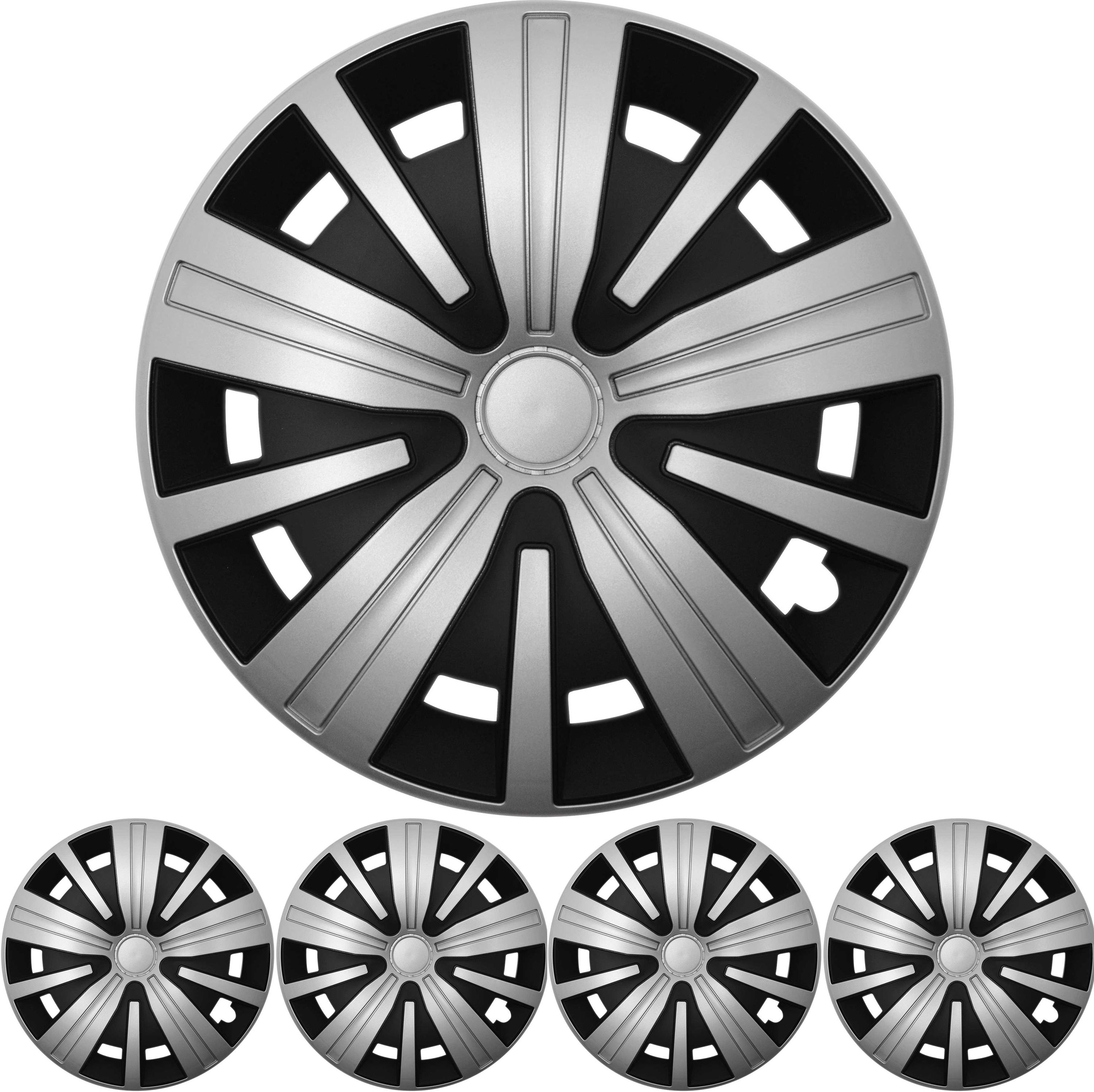 16 ZOLL 4x PREMIUM  Radkappen Radzierblenden Spinel BIS Silber / Schwarz