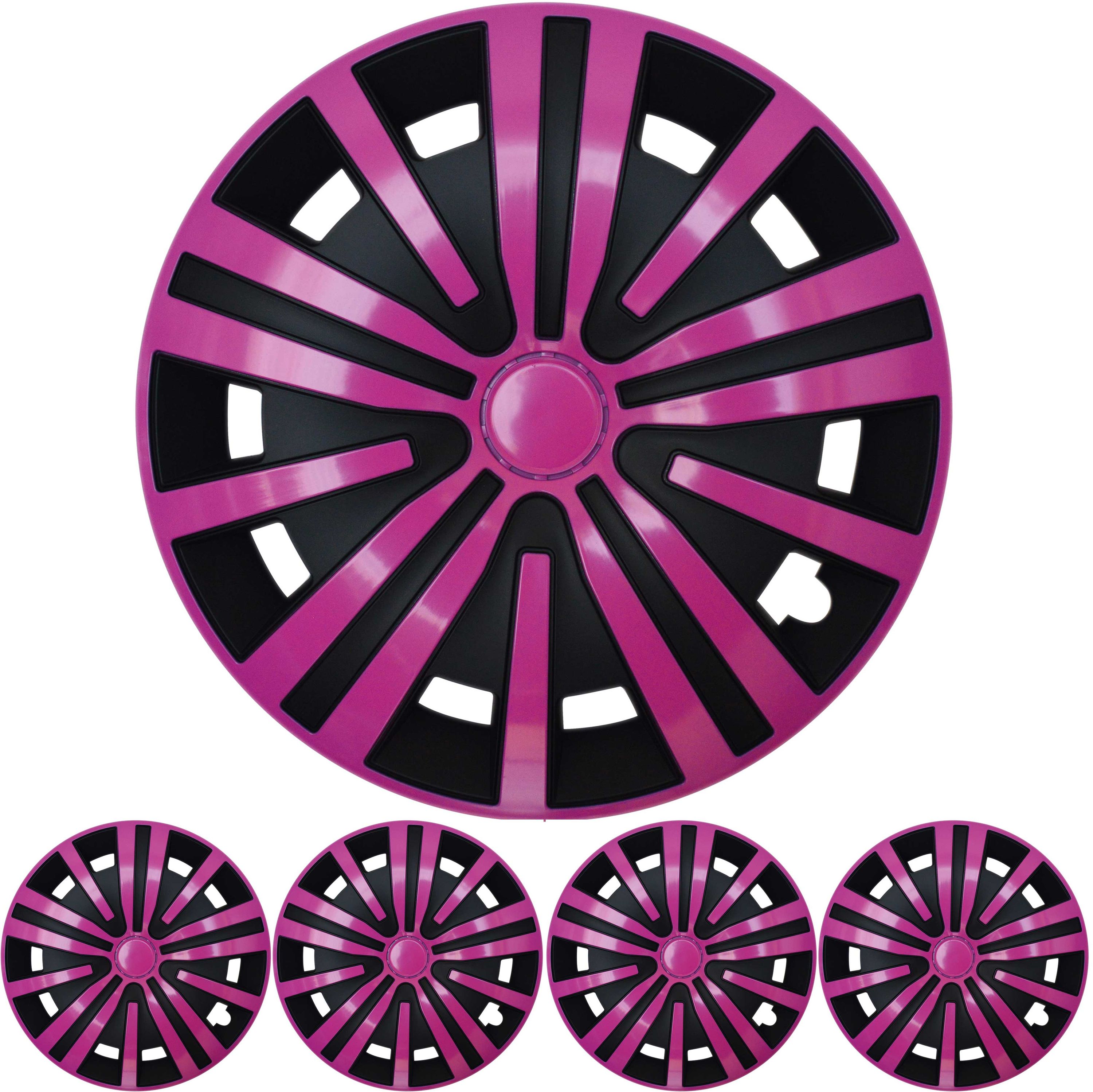 4x PREMIUM  Radkappen Radzierblenden Set Spinel 15 ZOLL in Pink Schwarz