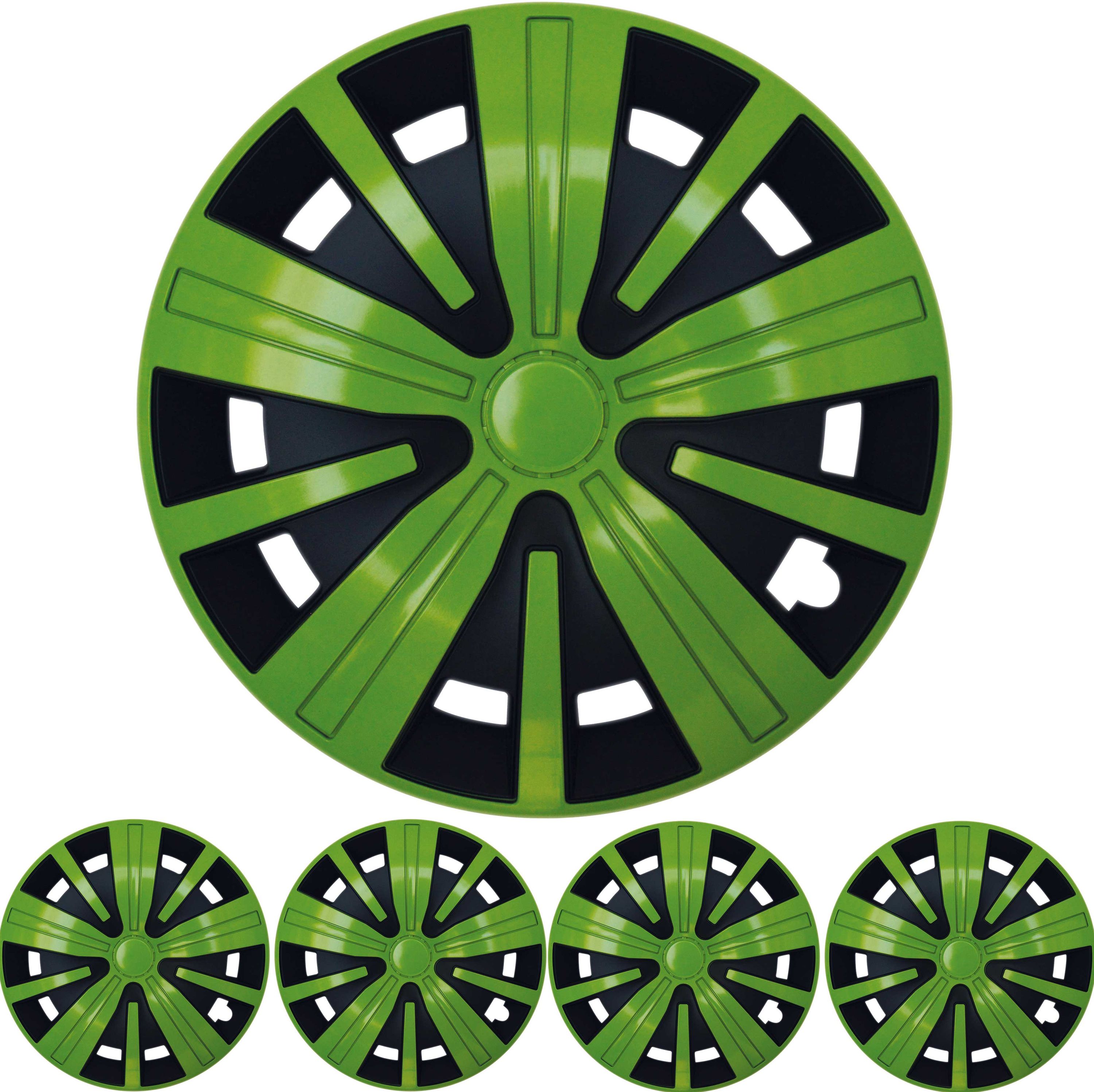 4x PREMIUM  Radkappen Radzierblenden Spinel BIS 15 ZOLL in Grün Schwarz