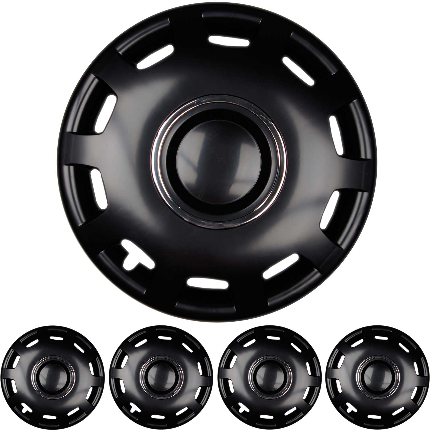 15 ZOLL 4x PREMIUM  Radkappen Radzierblenden "Alabaster" in Schwarz