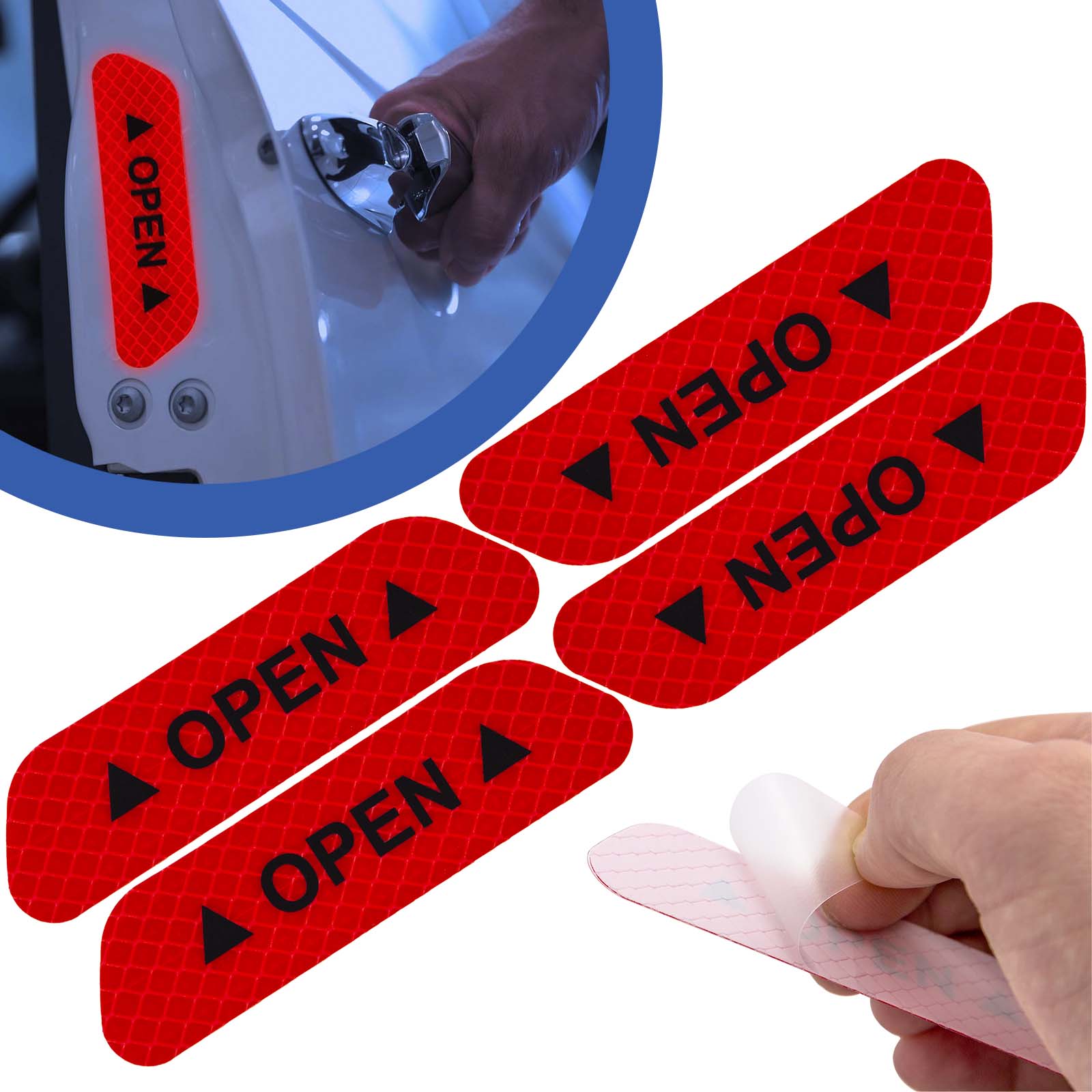 4x Auto Tür Reflektierende Warnung Aufkleber Sticker Emblem Rückstrahler
