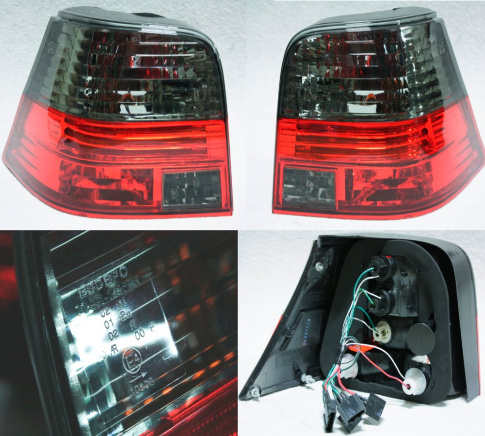 Heckleuchten Rückleuchten Links + Rechts Schwarz Rot für VW Golf 4 IV 1997-2005