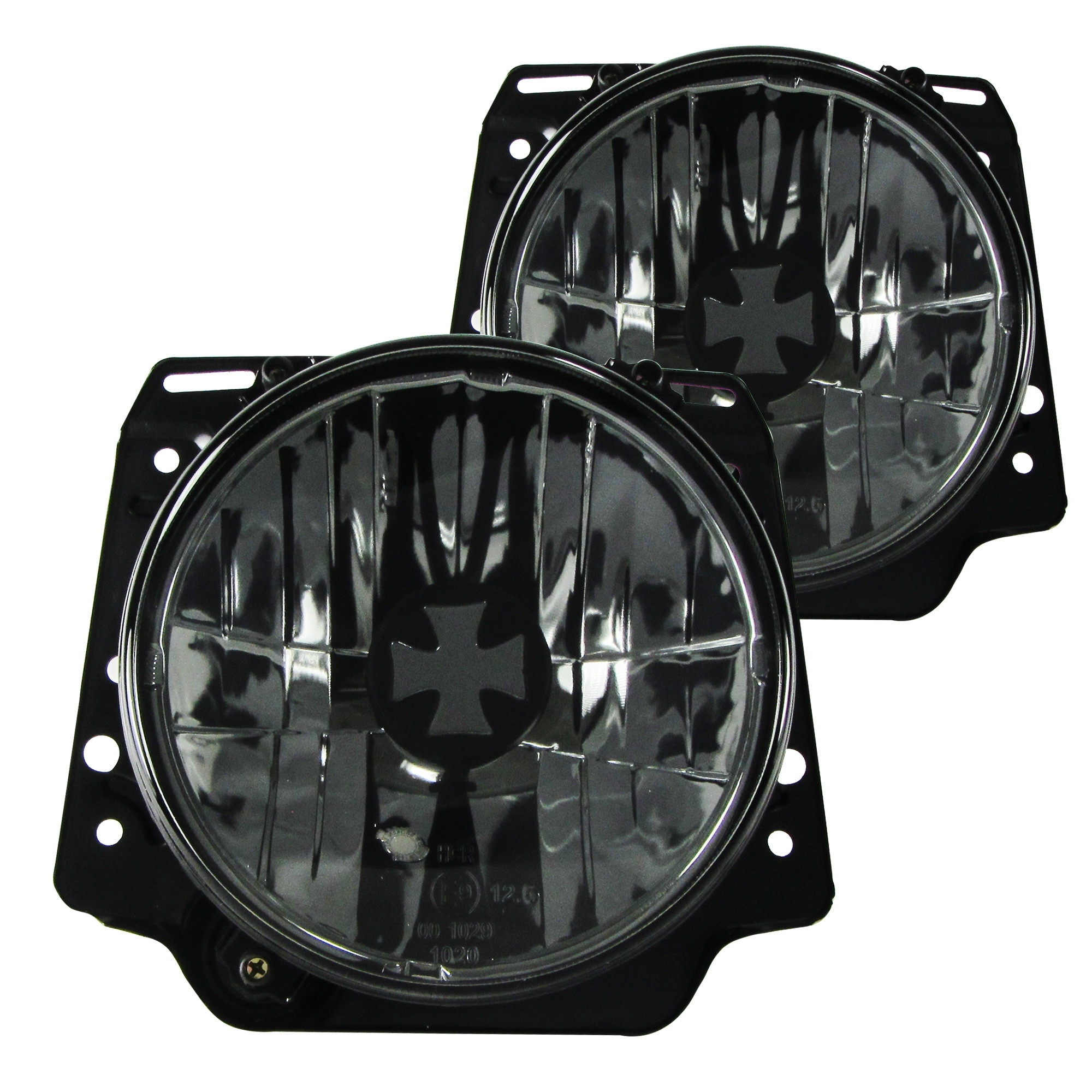 Scheinwerfer Klarglas Schwarz Smoke mit Iron Cross Cap für VW Golf 2 II MK2