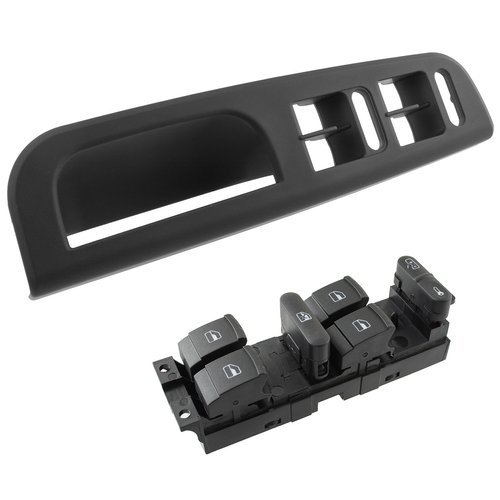 Türgriff 4er Griff Abdeckung Innen Schwarz + Fensterheber Schalter für VW Sharan 7M / Seat Alhambra