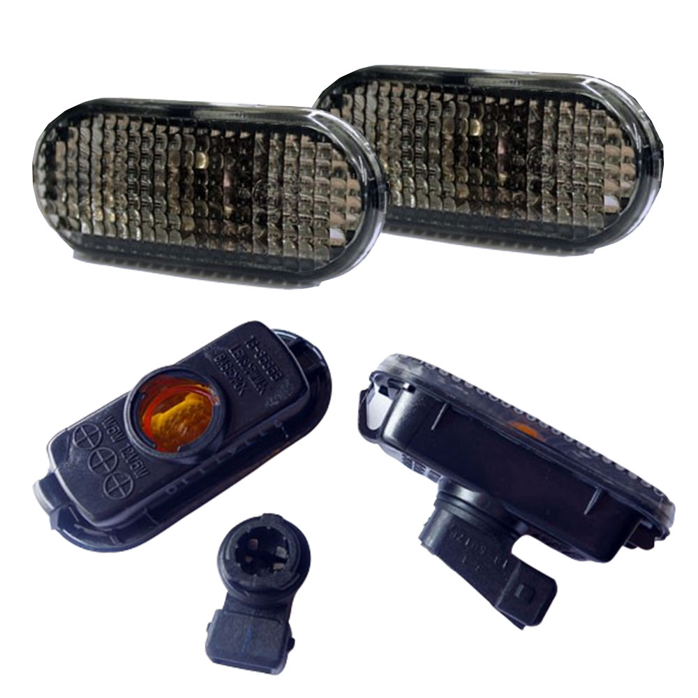 2x Premium Seitenblinker Blinker in Schwarz / Smoke inklusive Fassung für VW Sharan 7M Vento Caddy Skoda Octavia 1U