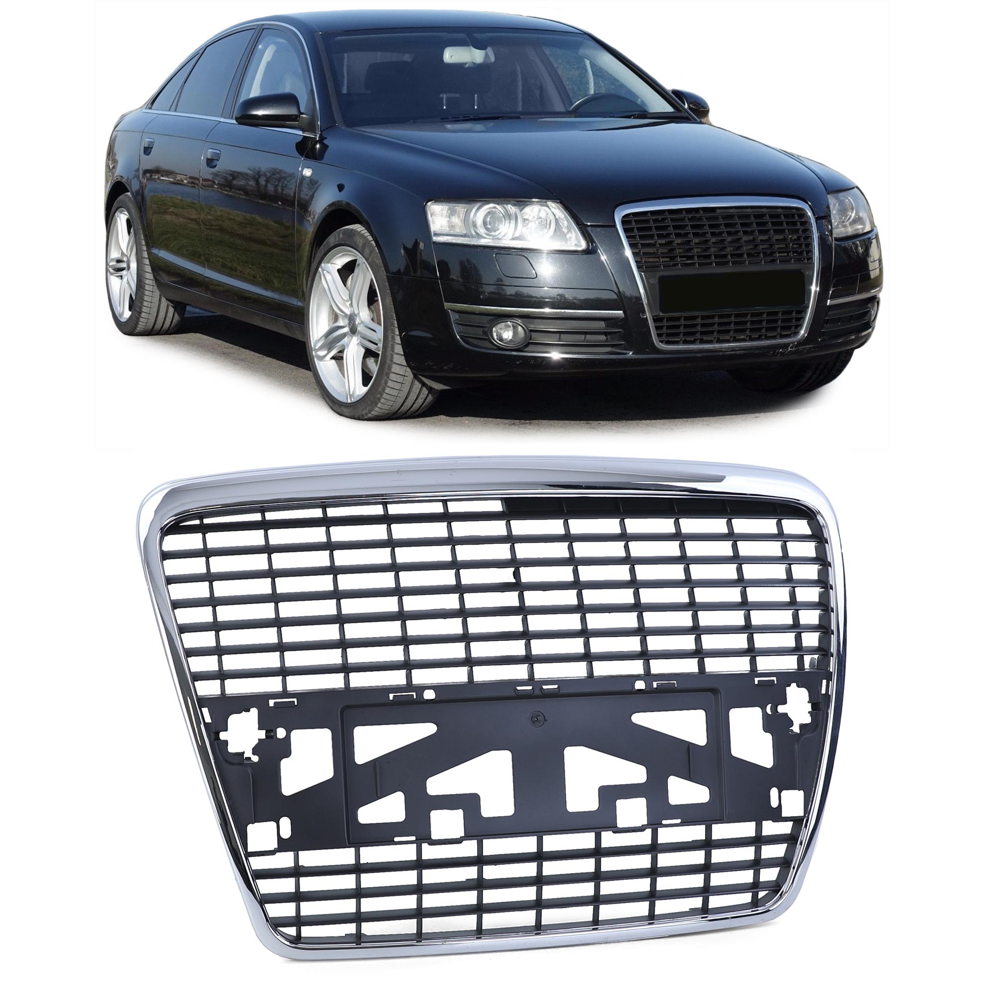 Kühlergrill Sportgrill Grill Schwarz für Audi A6 C6 4F ab 2004-2008