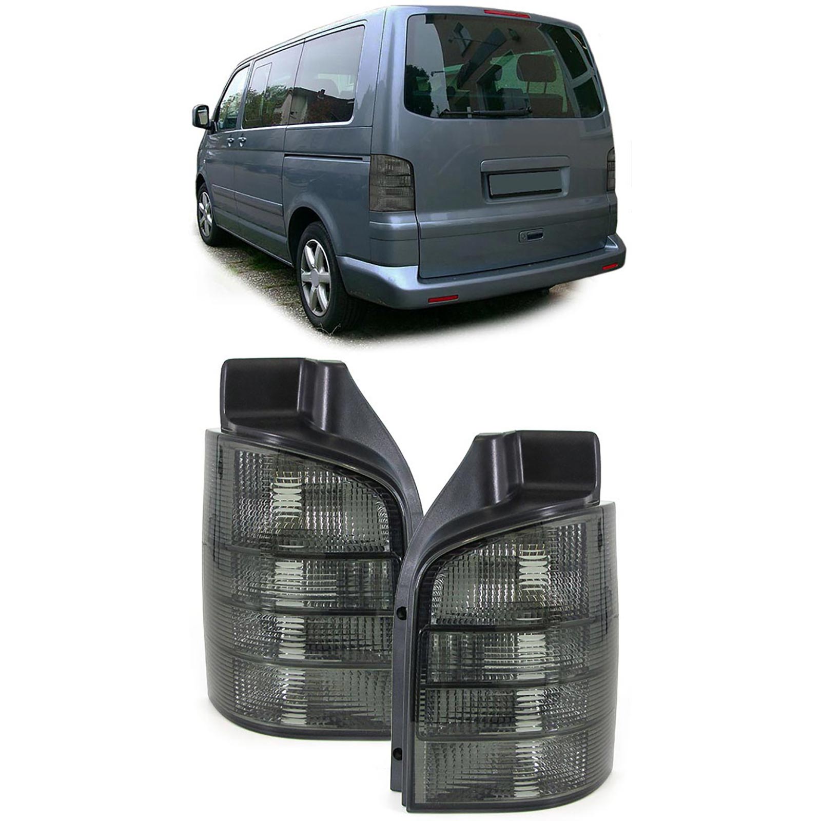 Rückleuchten Heckleuchten Schwarz Smoke Klarglas für VW T5 V ab 2003-2009 mit Heckklappe