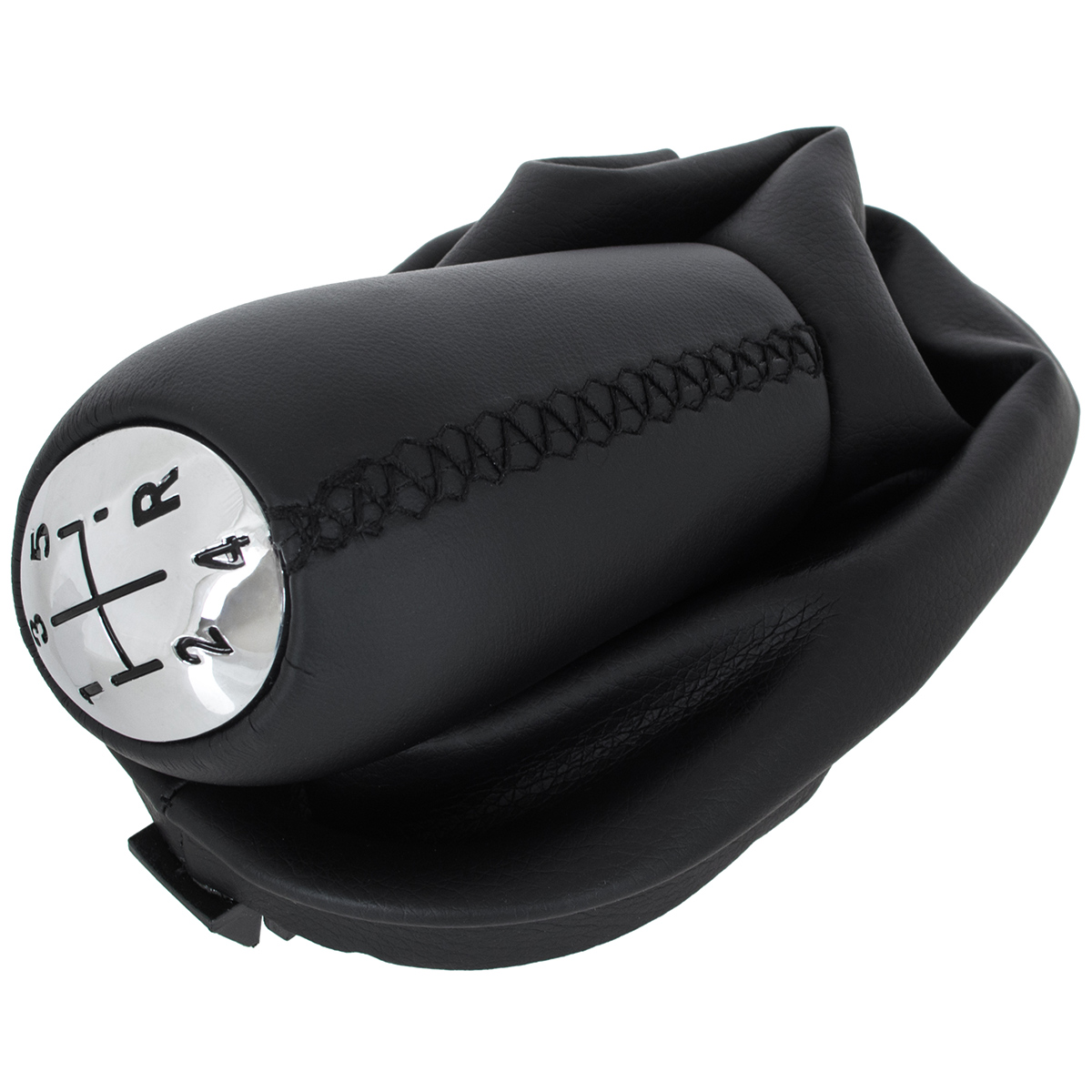 Schaltknauf Schwarz in 5-Gang + Schaltmanschette mit Rahmen für Renault Clio II 2001- / Thalia 2008-2013