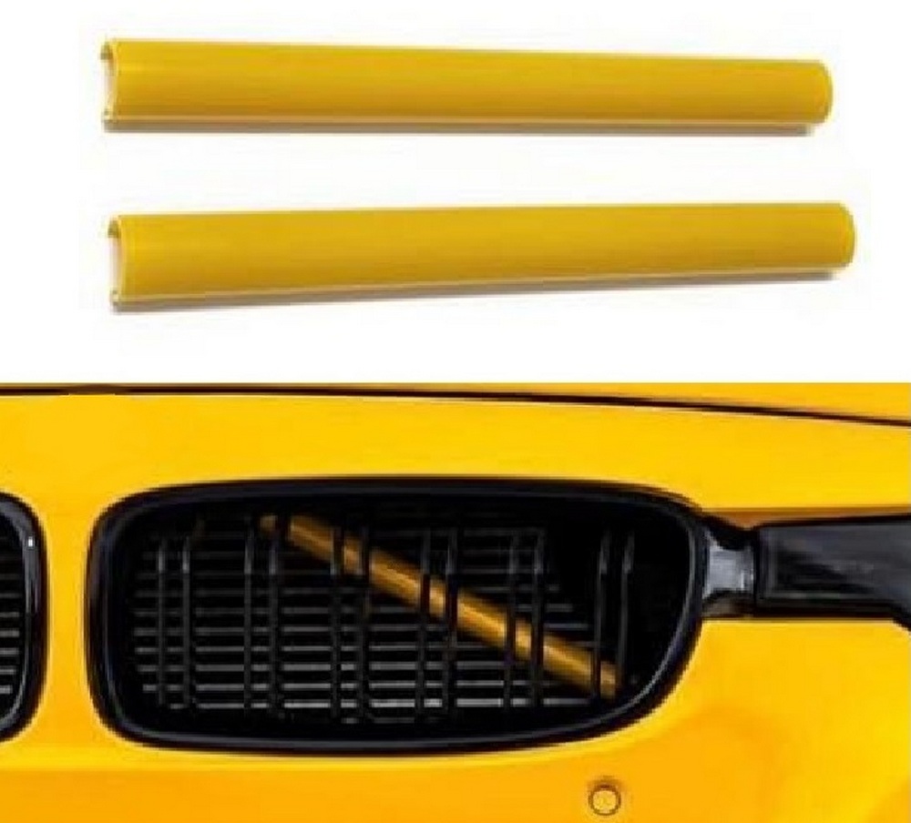 2x Kühlergrill Streben in Gelb hinter dem Kühlergrill für BMW F20 F22 F23 F30 F31 F34 F32 F33 F36 G30 G31 G11 G12 G14