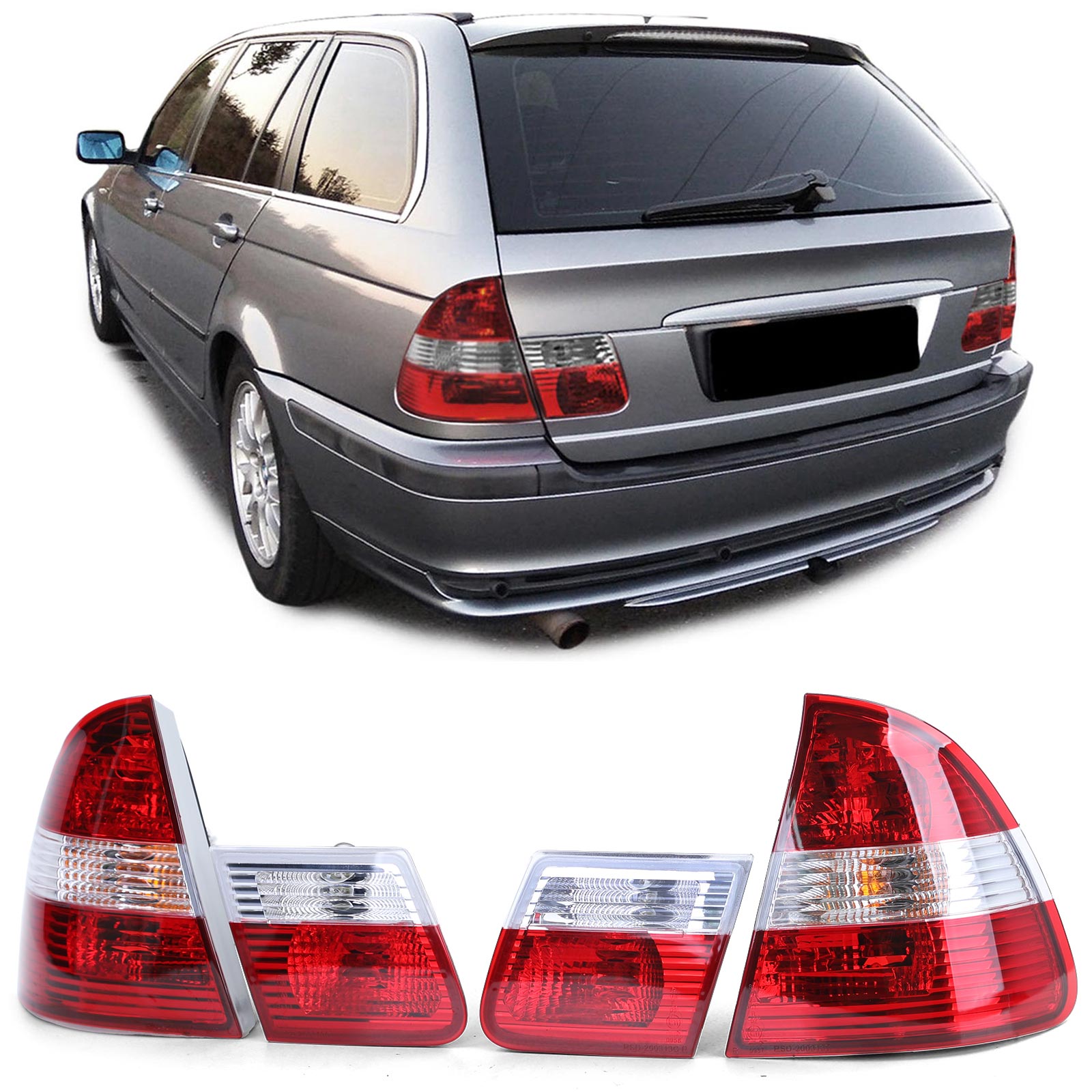 Rückleuchten Heckleuchten Rot Klar für BMW 3er E46 Touring ab 1998-2005