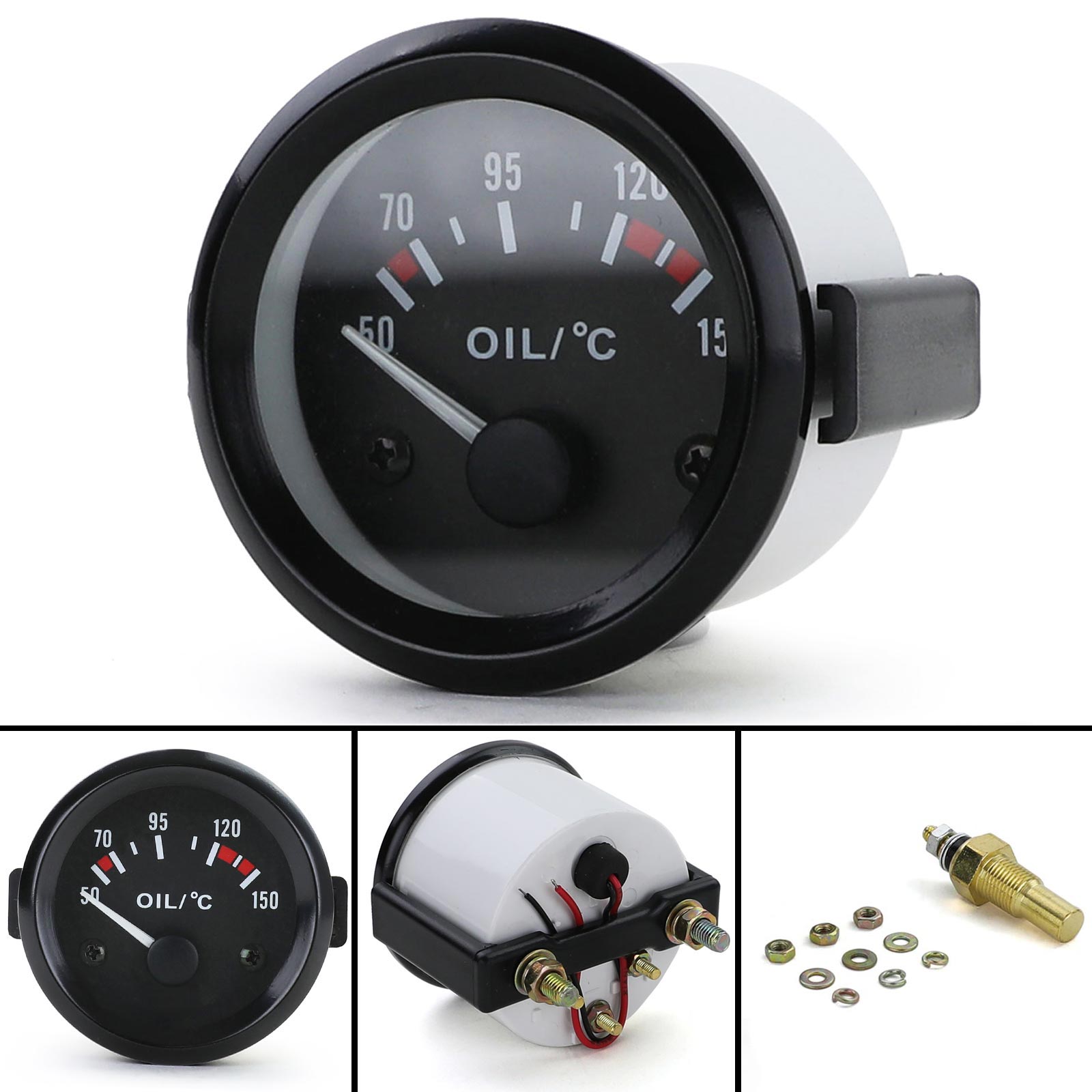 Premium Zusatzinstrument Öl Temperatur 52mm Youngtimer Klassik Schwarz